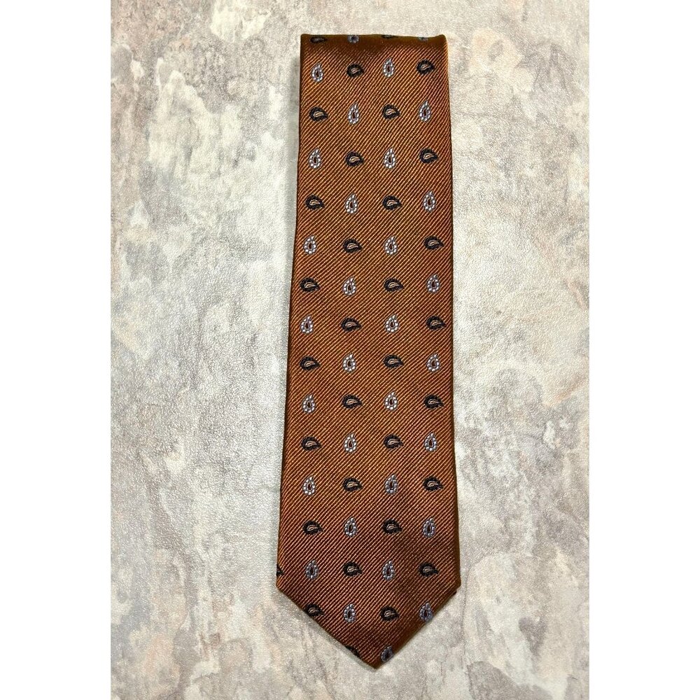 Allen Edmonds Men's Print Silk Necktie in Copper/Blue